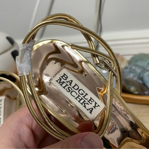 Badgley Mischka Ivette II Metallic Stiletto Sandal Size 9 - Picture 7 of 10